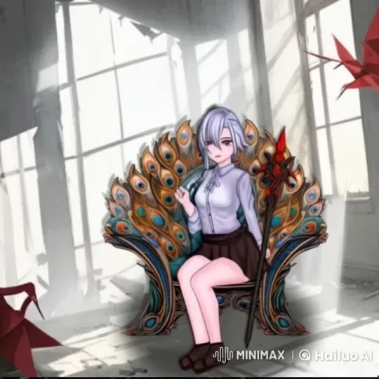 Anime Character on Peacock Throne with Enhanced Animation – AI Generated Video | Hailuo AI