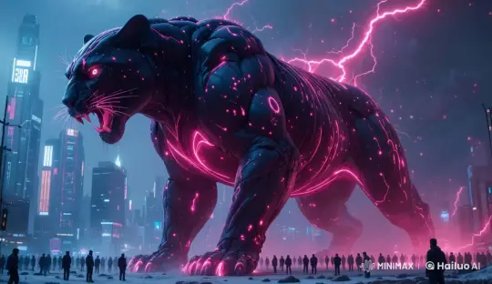 Monstrous Creature Ravages Futuristic Cityscape – AI Generated Video | Hailuo AI