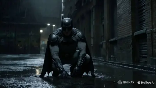 Mysterious Bat-Costumed Figure in Rainy Alley – AI Generated Video | Hailuo AI