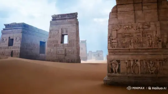 Ad Civilization's Grandeur Amidst Desert Storm – AI Generated Video | Hailuo AI