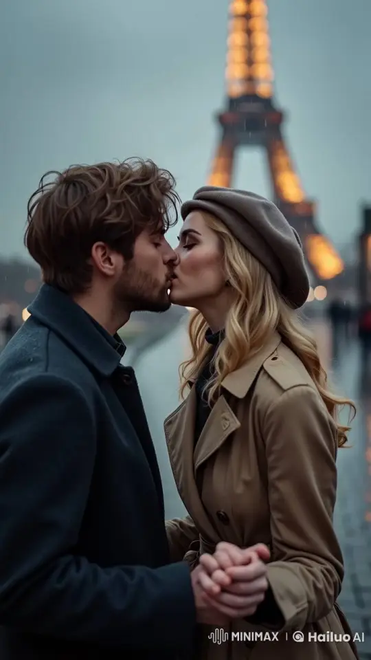 Romantic Kiss in Parisian Twilight with Live2D Animation – AI Generated Video | Hailuo AI