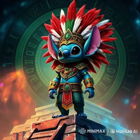 Aztec God Stitch Ascends in Live2D Animation – AI Generated Video | Hailuo AI