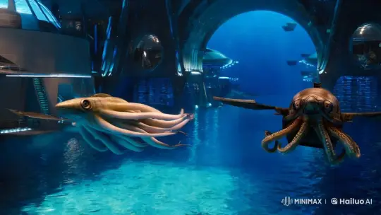 High-Tech Submarines Battle in Futuristic Underwater City – AI Generated Video | Hailuo AI