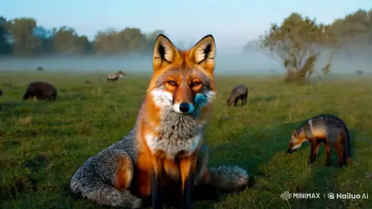 Fox in Dewy Field: A Study in Serenity and Calculation – AI Generated Video | Hailuo AI