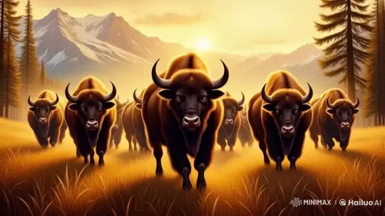 Stampede of Buffalo in Golden Grasses – AI Generated Video | Hailuo AI
