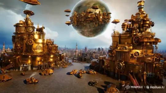 Steampunk Planets: A Cosmic Dance of Architecture – AI Generated Video | Hailuo AI