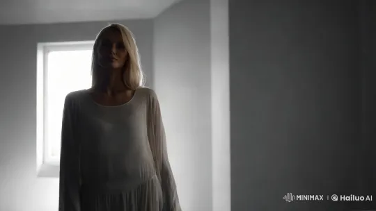 Mysterious Blonde Woman in Minimalist Setting – AI Generated Video | Hailuo AI