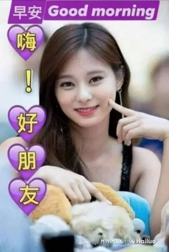 Morning Greeting with Smiling Woman and Plush Toy – AI Generated Video | Hailuo AI