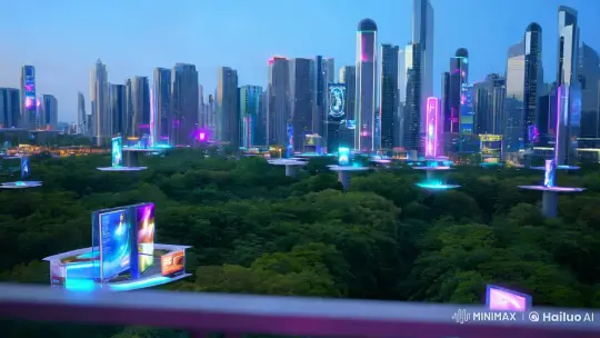 Futuristic Cityscape with Contemplative Woman – AI Generated Video | Hailuo AI