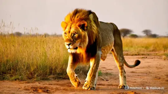 Majestic Lioness in Golden Savanna at Dusk – AI Generated Video | Hailuo AI