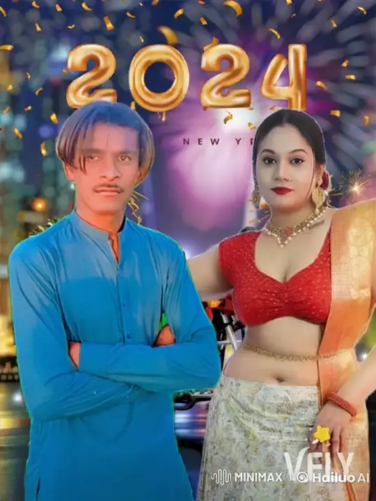 New Year's Celebration with 2024 Display and Festive Background – AI Generated Video | Hailuo AI