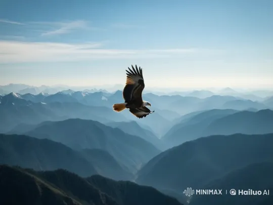 Eagle Gliding Gracefully Over Majestic Mountains – AI Generated Video | Hailuo AI