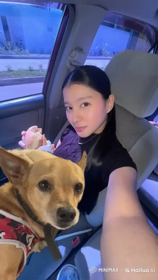 Young Woman Shares Playful Moment with Camouflage Dog – AI Generated Video | Hailuo AI