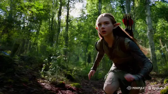 Elven Girl Evades Pursuit in Lush Forest Setting – AI Generated Video | Hailuo AI