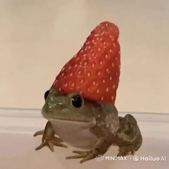 Frog in Strawberry Hat Begins Magical Sky Journey – AI Generated Video | Hailuo AI
