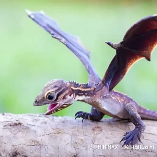 Energetic Two-Legged Dragon Flaps Wings on Branch – AI Generated Video | Hailuo AI
