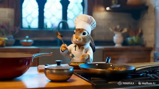 Rabbit Chef in Elegant Kitchen Creates Culinary Art – AI Generated Video | Hailuo AI