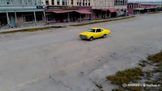 Deserted Town: Classic Car's Solitary Journey – AI Generated Video | Hailuo AI