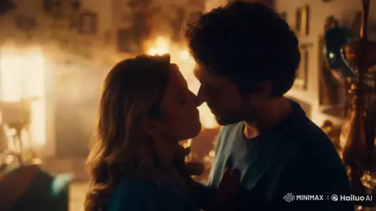 Intimate Couple's Kiss in Artistic Setting – AI Generated Video | Hailuo AI