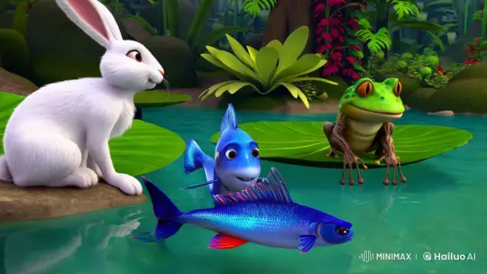 Anthropomorphic Animals in a Lush 3D Jungle Setting – AI Generated Video | Hailuo AI