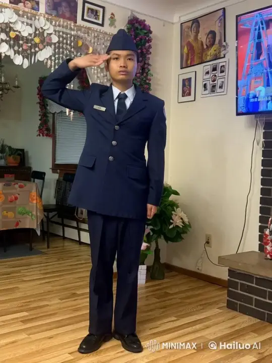 Young Man in Uniform Salutes, Then Cries Alone – AI Generated Video | Hailuo AI