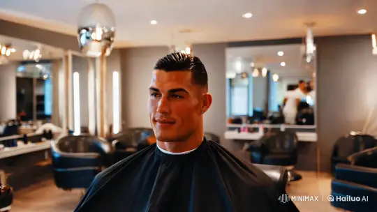 Cristiano Ronaldo's Elegant Haircut at Chic Barber Shop – AI Generated Video | Hailuo AI