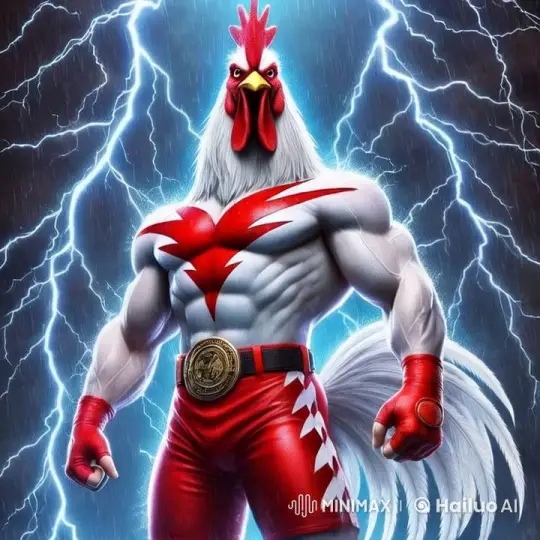 Thunderous Rooster Flexes in Electrifying Pose – AI Generated Video | Hailuo AI