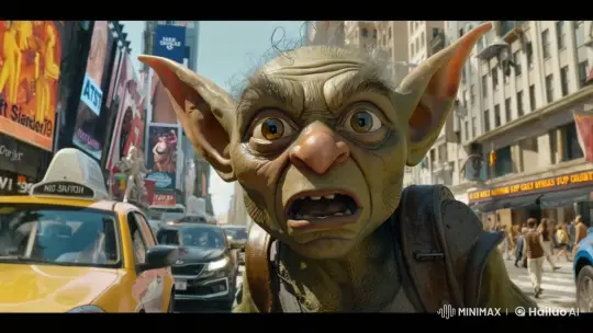Goblin Surprised in Bustling City Street – AI Generated Video | Hailuo AI