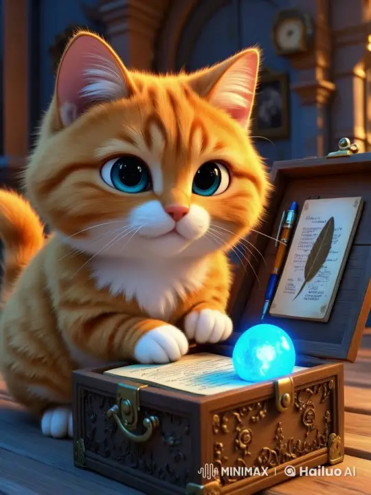 Curious Orange Cat Interacts with Mystical Objects – AI Generated Video | Hailuo AI