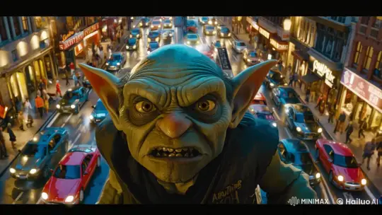 Goblin Surprises in Bustling City Street Scene – AI Generated Video | Hailuo AI