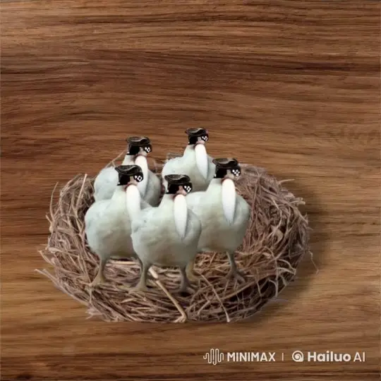White Chicks Guide Hen Back to Nest in Sync – AI Generated Video | Hailuo AI