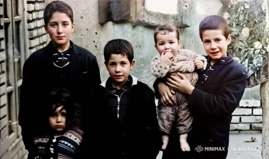 Five Children in Rustic Setting with Baby – AI Generated Video | Hailuo AI
