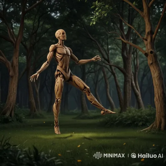 Mechanical Dancer Waltzes Gracefully in Forest Setting – AI Generated Video | Hailuo AI