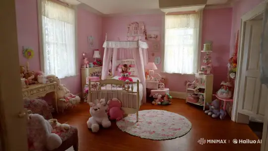 8-Year-Old's Coquette Shabby Chic Bedroom Scene – AI Generated Video | Hailuo AI
