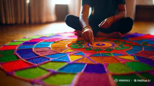 Crafting Serenity: Artist's Meditation with Bhole Mandal – AI Generated Video | Hailuo AI