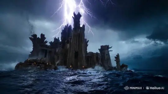 Elder God Emerges from Storm-Engulfed Underwater Ruins – AI Generated Video | Hailuo AI