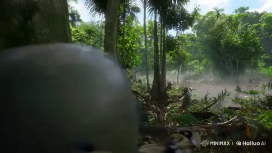 Jungle Battlefield: First-Person Chase Through Chaos – AI Generated Video | Hailuo AI