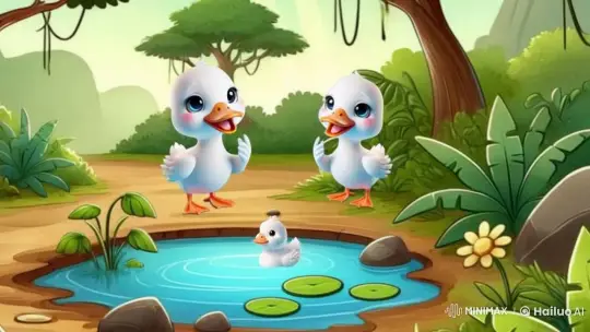 Peaceful Forest Pond with Playful Ducklings – AI Generated Video | Hailuo AI