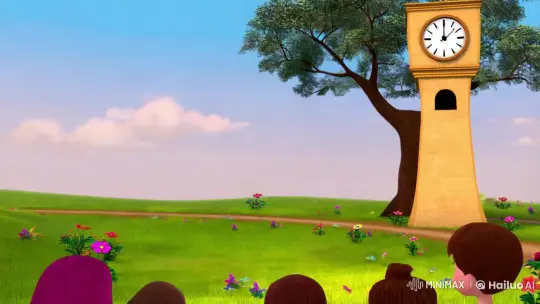 Peaceful Meadow with Giraffe and Clock Tower – AI Generated Video | Hailuo AI