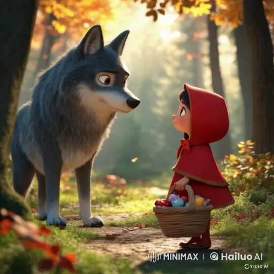 Autumn Forest: Girl and Wolf's Serene Encounter – AI Generated Video | Hailuo AI