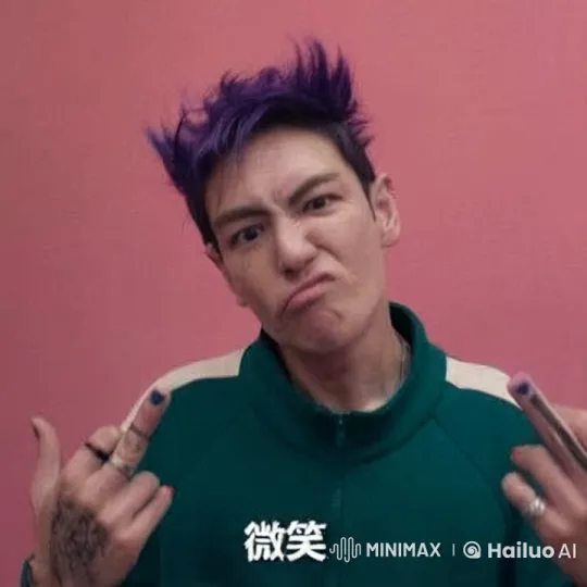 Person with Purple Spiked Hair Dramatically Loses It – AI Generated Video | Hailuo AI