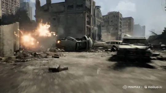 War-Torn City: POV Combat Footage Amidst Chaos – AI Generated Video | Hailuo AI