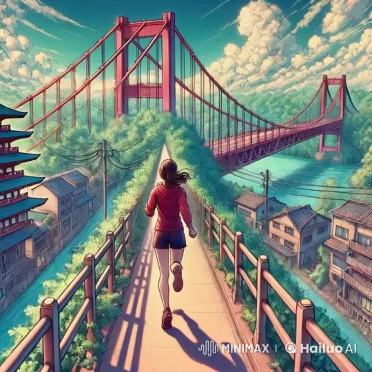 Runner in Red Hoodie Passes Through Scenic Landscape – AI Generated Video | Hailuo AI