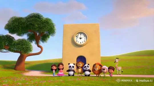 Joyful Gathering at the Majestic Meadow Clock Tower – AI Generated Video | Hailuo AI