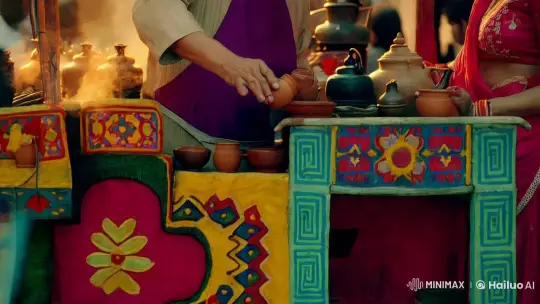 Golden Hour Tea Stall: A Cinematic Portrait of Indian Street Life – AI Generated Video | Hailuo AI