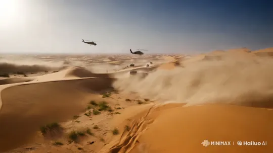 Desert Warfare: Hyper-Speed POV of a Harsh Landscape – AI Generated Video | Hailuo AI