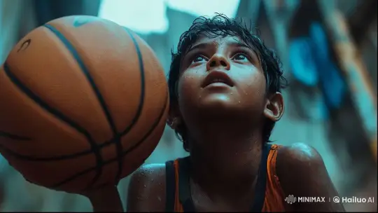 Teenage Basketball Player's Determination in Urban Alley – AI Generated Video | Hailuo AI
