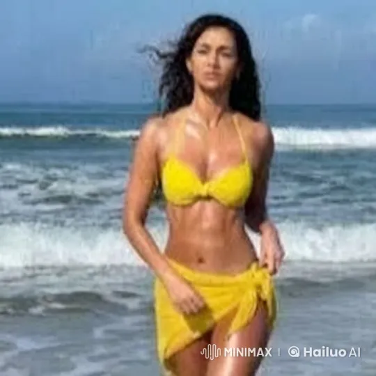 Woman in Yellow Bikini Twerks on the Beach – AI Generated Video | Hailuo AI