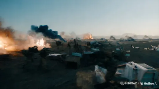 Battlefield Chaos: A Hyper-Speed Cinematic Journey – AI Generated Video | Hailuo AI