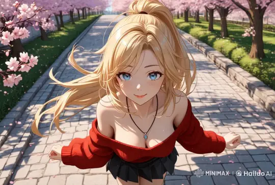 Cheerful Girl Runs Through Blossoming Cherry Path in Live2D Animation – AI Generated Video | Hailuo AI